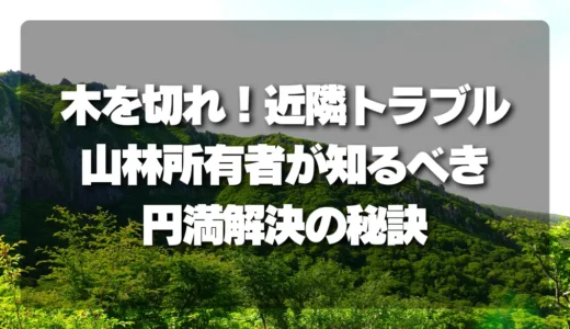 「木を切れ！」近隣トラブル、山林所有者が知るべき交渉術と円満解決の秘訣