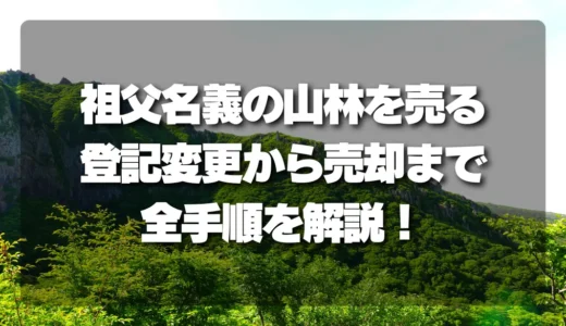 【放置厳禁】祖父名義の山林を売るには？登記変更から売却までの全手順を解説！