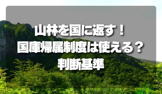 山林を国に返す！「国庫帰属制度」は使える？判断基準を徹底解説