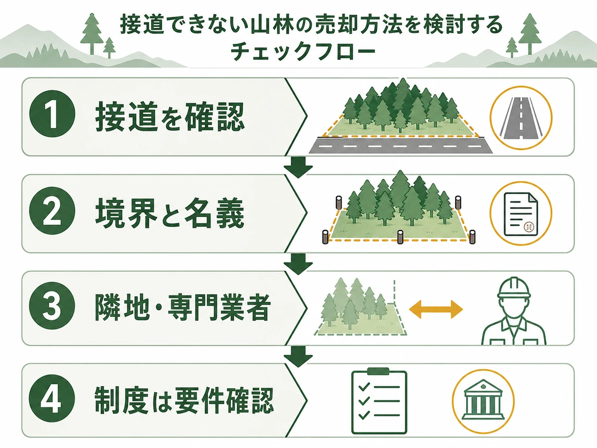 接道なし山林の売却前に確認する流れ