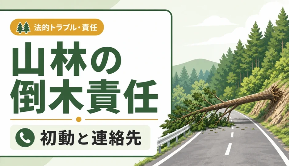 山林の倒木責任と初動連絡先を示すサムネイル