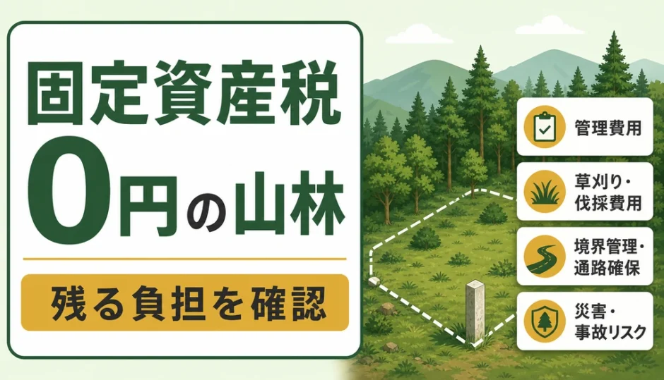固定資産税が0円の山林でも残る負担を示すサムネイル
