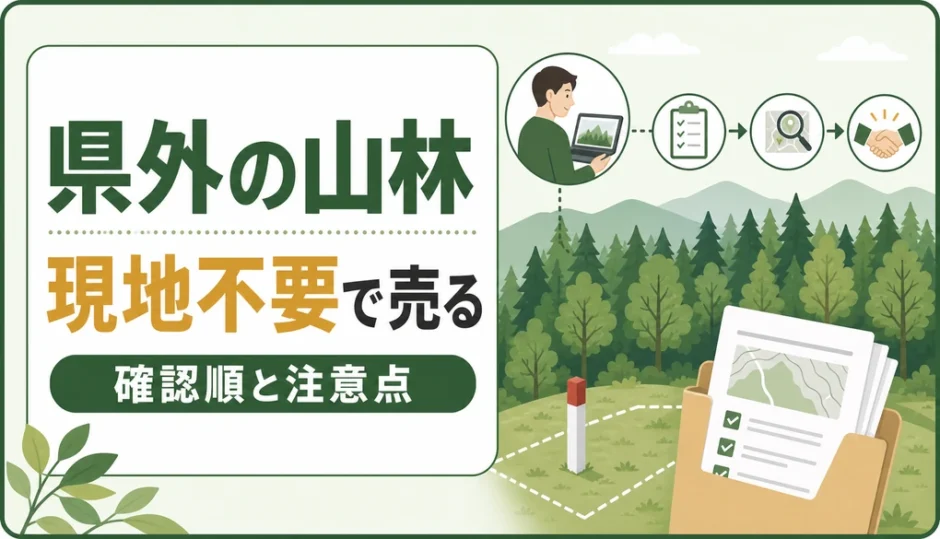 県外の山林を現地に行かず売る確認順と注意点を示すサムネイル