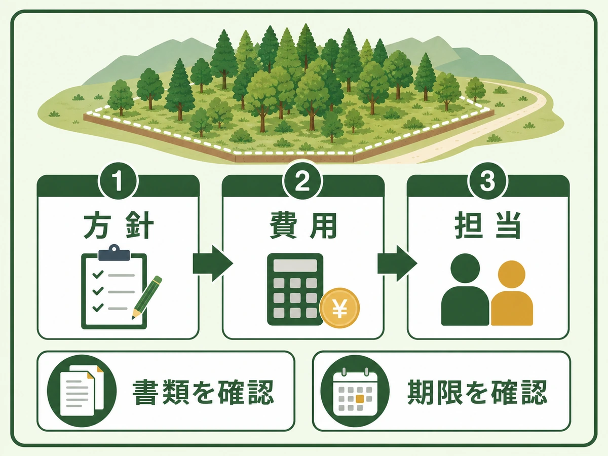 山林相続前に方針・費用・担当と書類・期限を確認する流れ