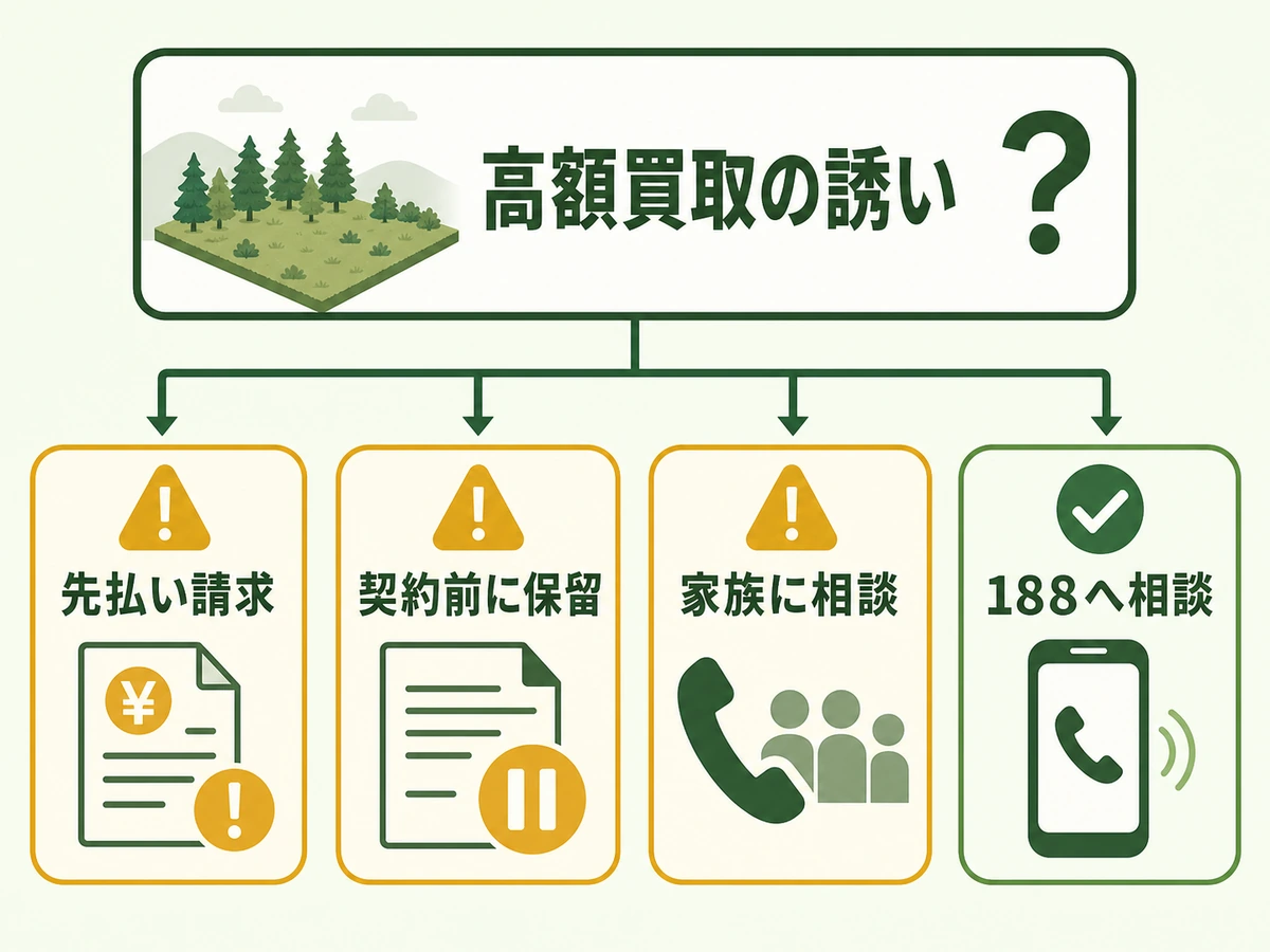 原野商法の土地を高額で買い取るという勧誘を受けたときの危険サイン
