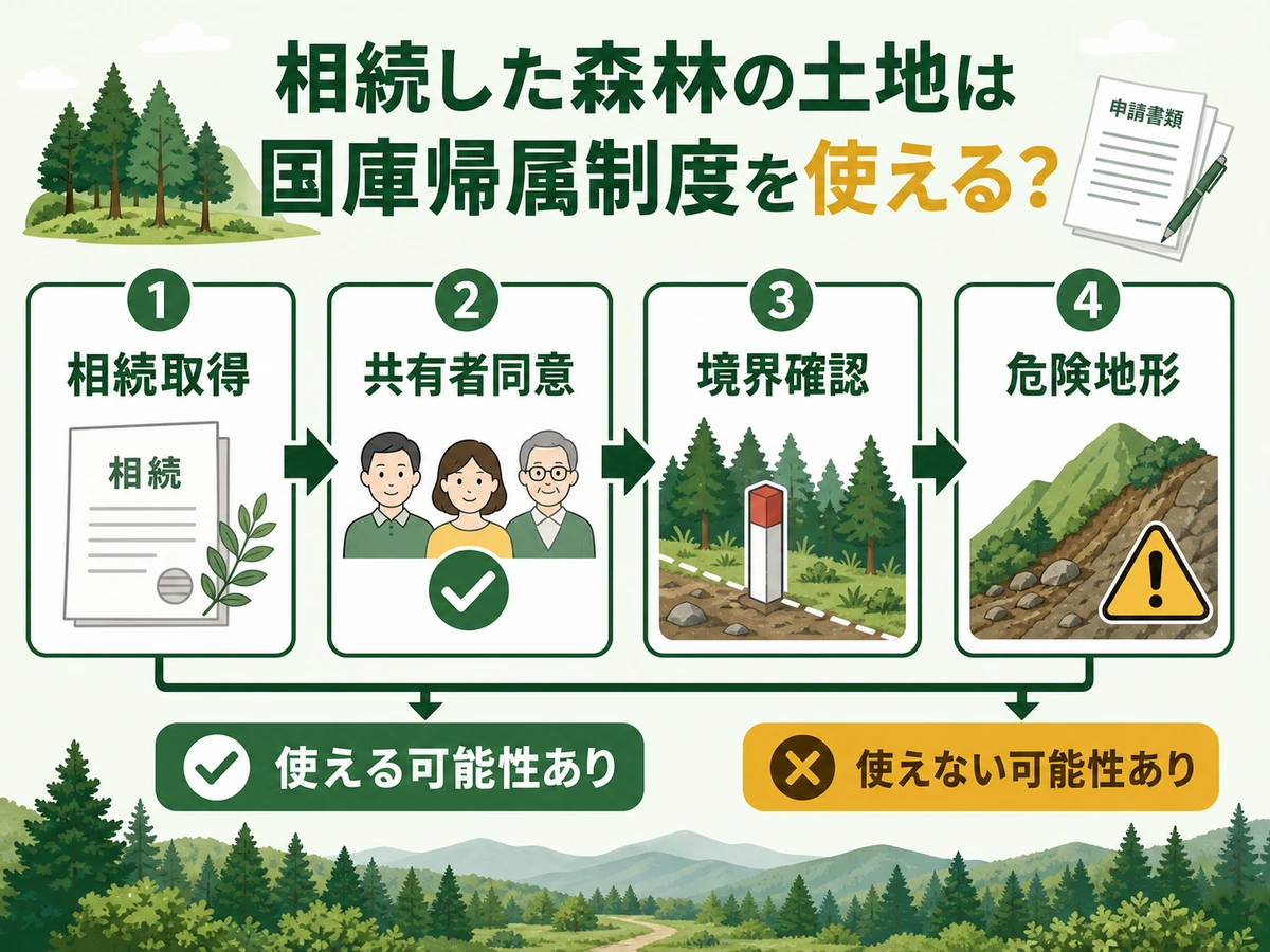 山林を国に返す前に見る相続取得・共有者同意・境界確認・危険地形の確認フロー