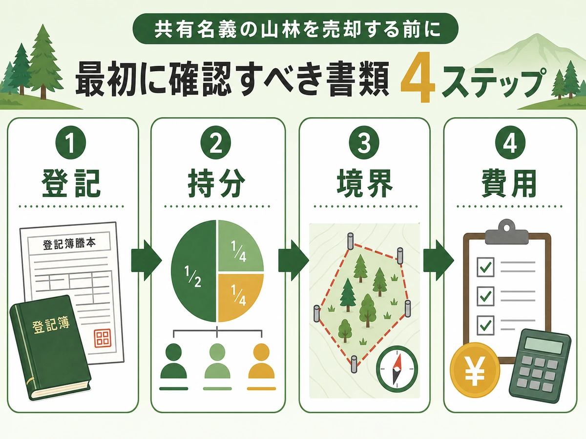 共有名義の山林売却前に登記・持分・境界・費用を確認する流れ