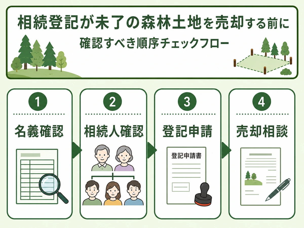 山林売却前に名義確認から売却相談まで進める確認フロー