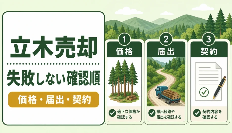 山林の立木売却で価格・届出・契約を確認する流れ