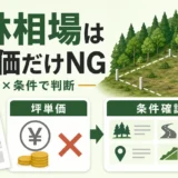 山林の価格相場は坪単価で見ないことを示す図解サムネイル