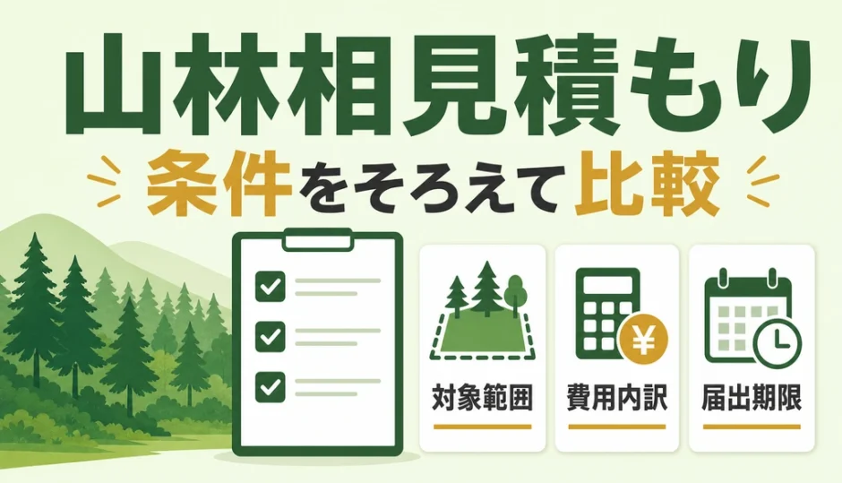 山林の相見積もりで条件をそろえて比較するためのチェック図