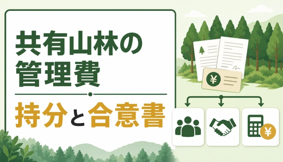 共有山林の管理費と持分・合意書の確認ポイントを示すサムネイル