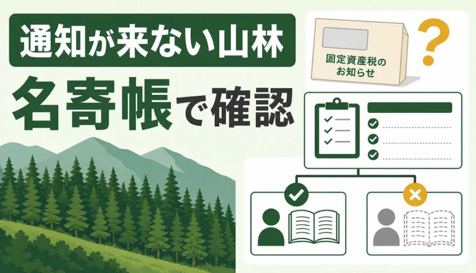 山林の固定資産税通知が届かないときに名寄帳で確認することを示すサムネイル
