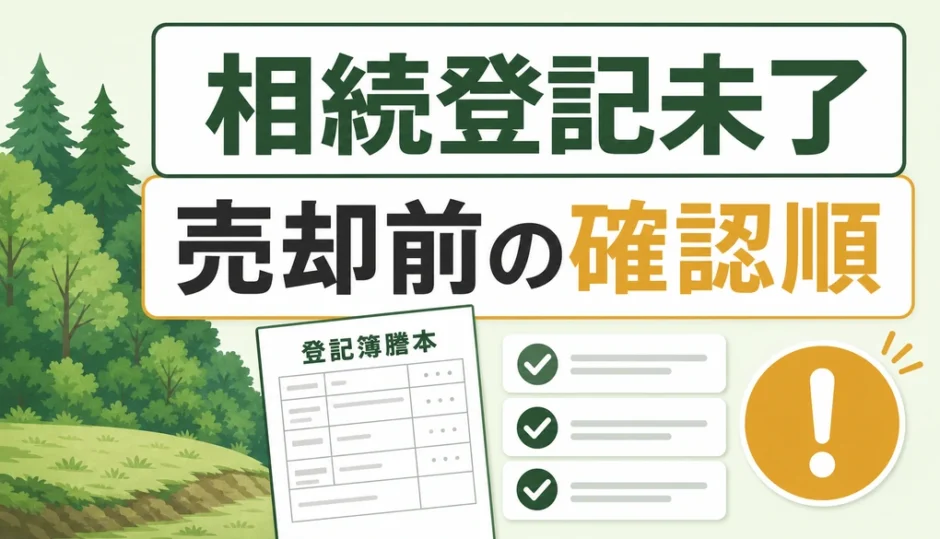 相続登記未了の山林を売る前の確認順を示す図