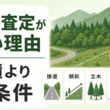 山林の査定額が安い理由と面積より見る5条件を示す図解