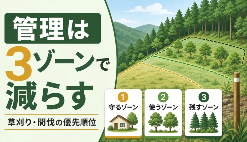 山林の草刈り・間伐を減らす3ゾーン管理のサムネイル画像
