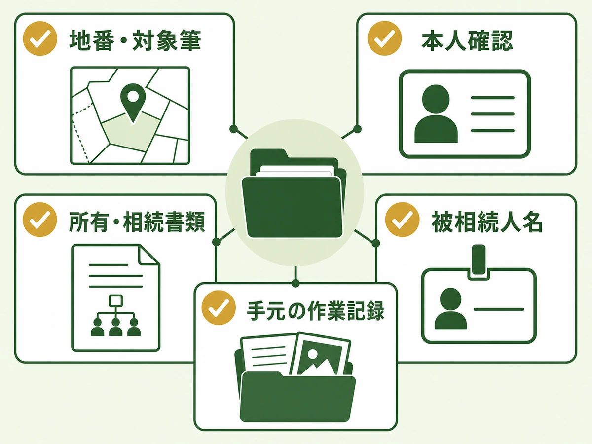 山林の施業履歴を問い合わせる前に用意する地番、本人確認、所有・相続関係、被相続人名、作業記録