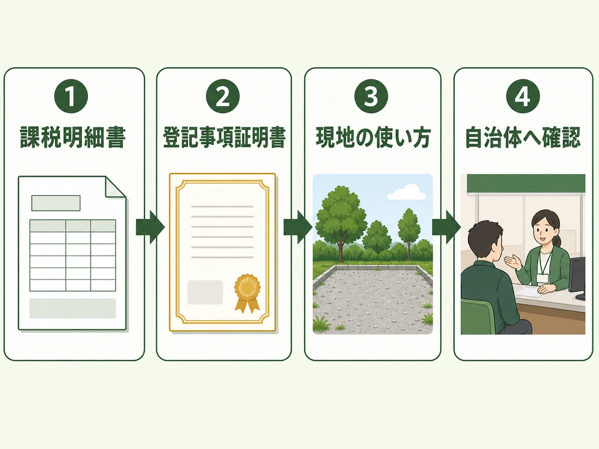 固定資産税の課税明細書から自治体確認までの4段階