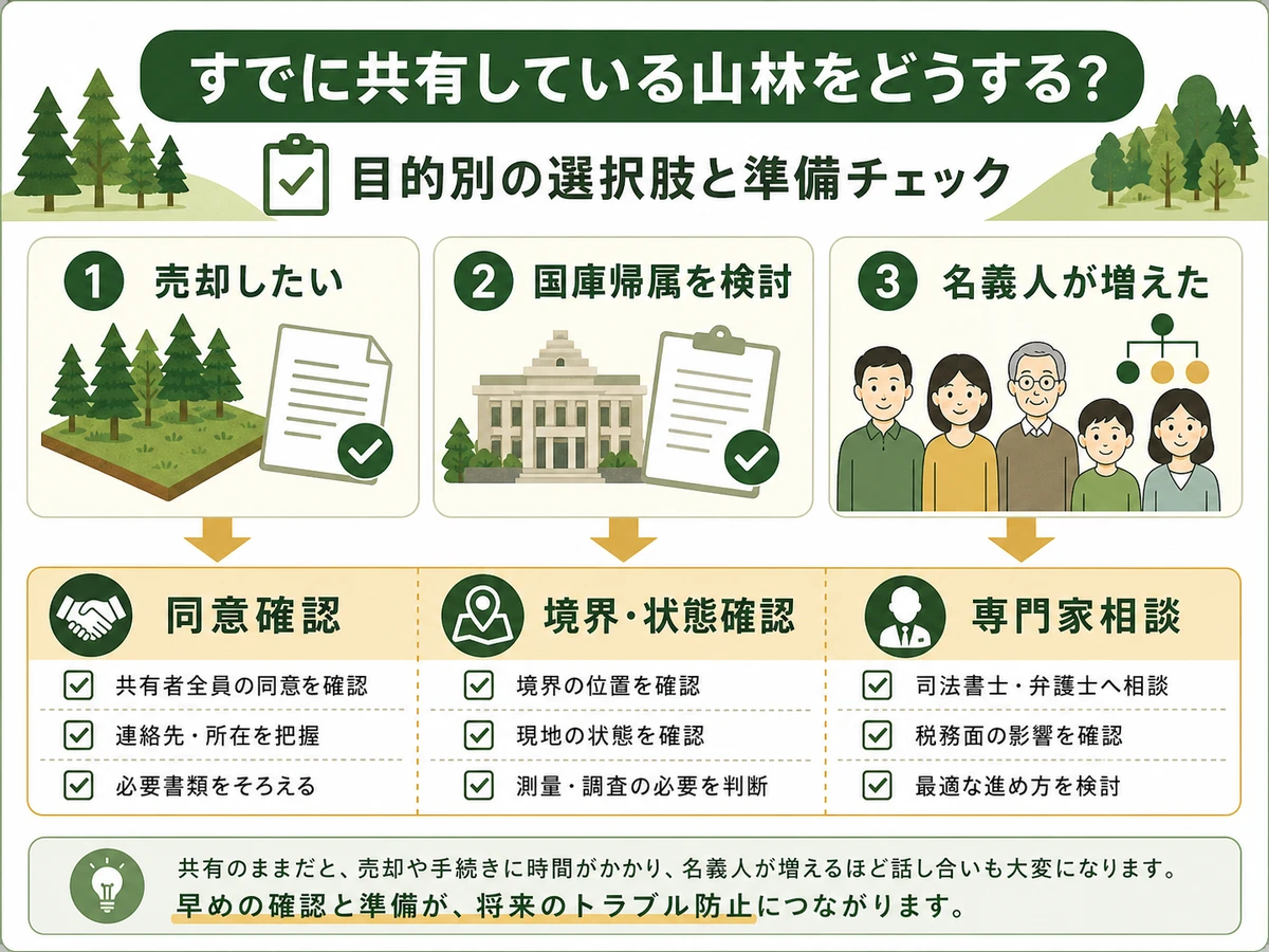 共有登記済みの山林を整理するときの判断チャート