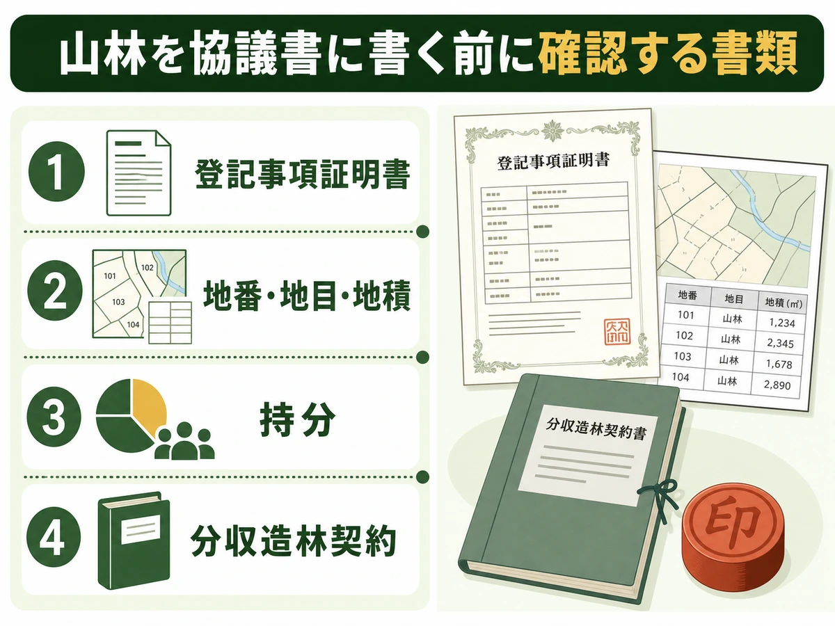 山林の遺産分割協議書を書く前に確認する書類のチェックリスト