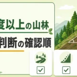 傾斜30度以上の山林で売却判断の確認順を示す解説画像