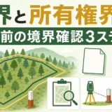 筆界と所有権界の違いと山林売却前の境界確認を示す解説画像