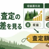 山林査定で収益還元法と原価法の価格差を見る図解