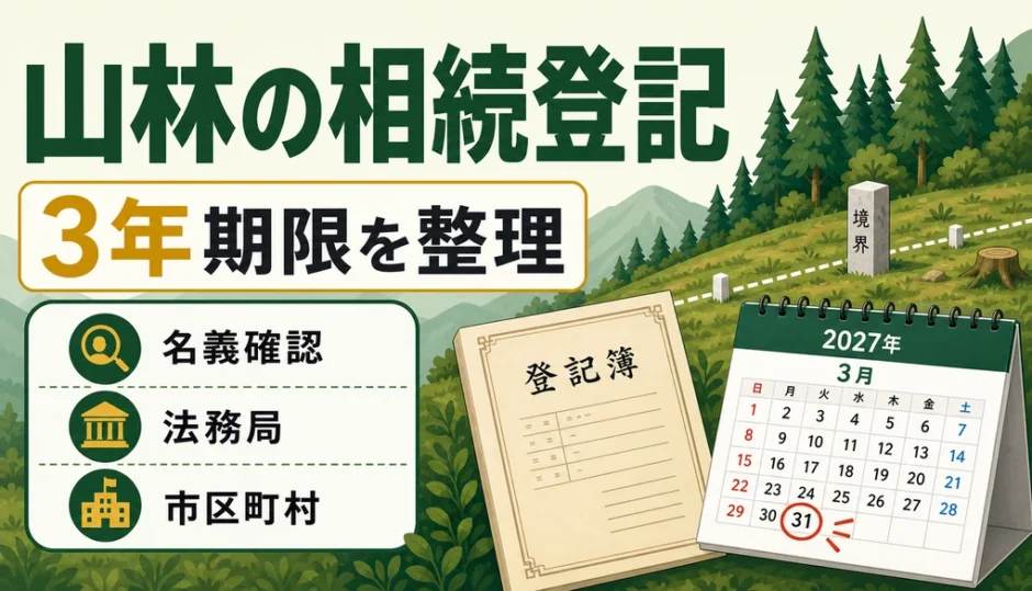 山林の相続登記の期限と確認先を整理した図解