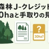 森林J-クレジットの30ha条件と手取り収益の見方を示すサムネイル