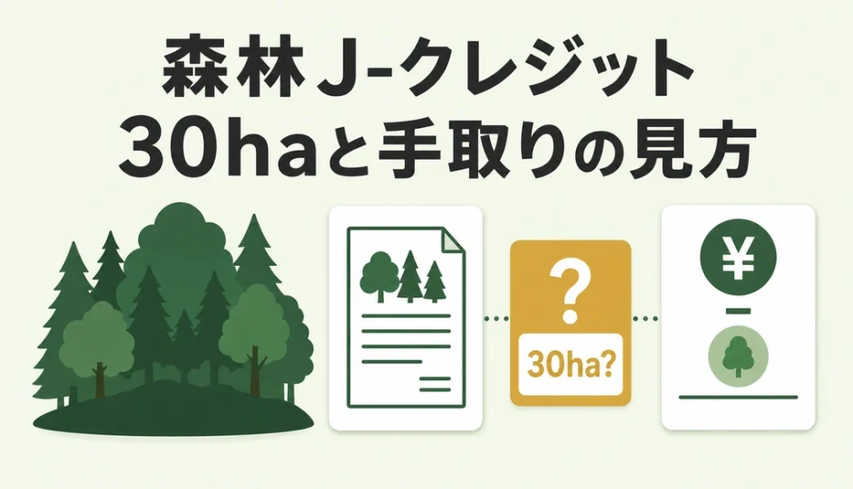 森林J-クレジットの30ha条件と手取り収益の見方を示すサムネイル