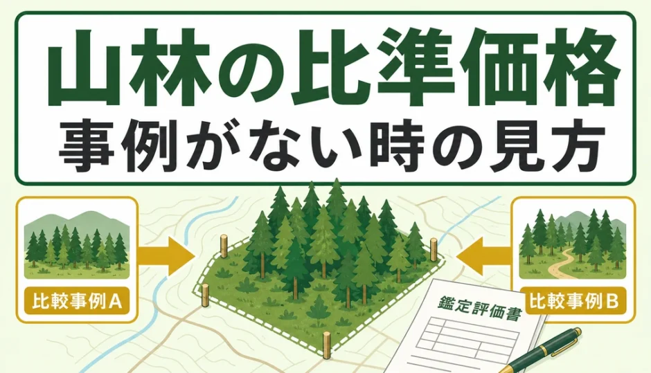 山林の比準価格と取引事例が少ない場合の見方を示すサムネイル