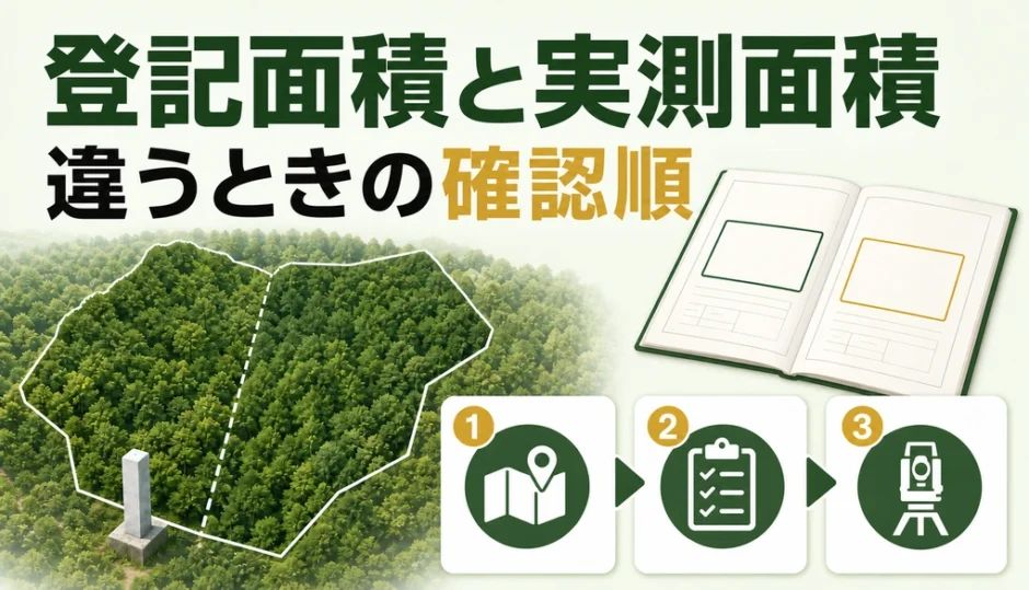 山林の登記面積と実測面積が違うときの確認順