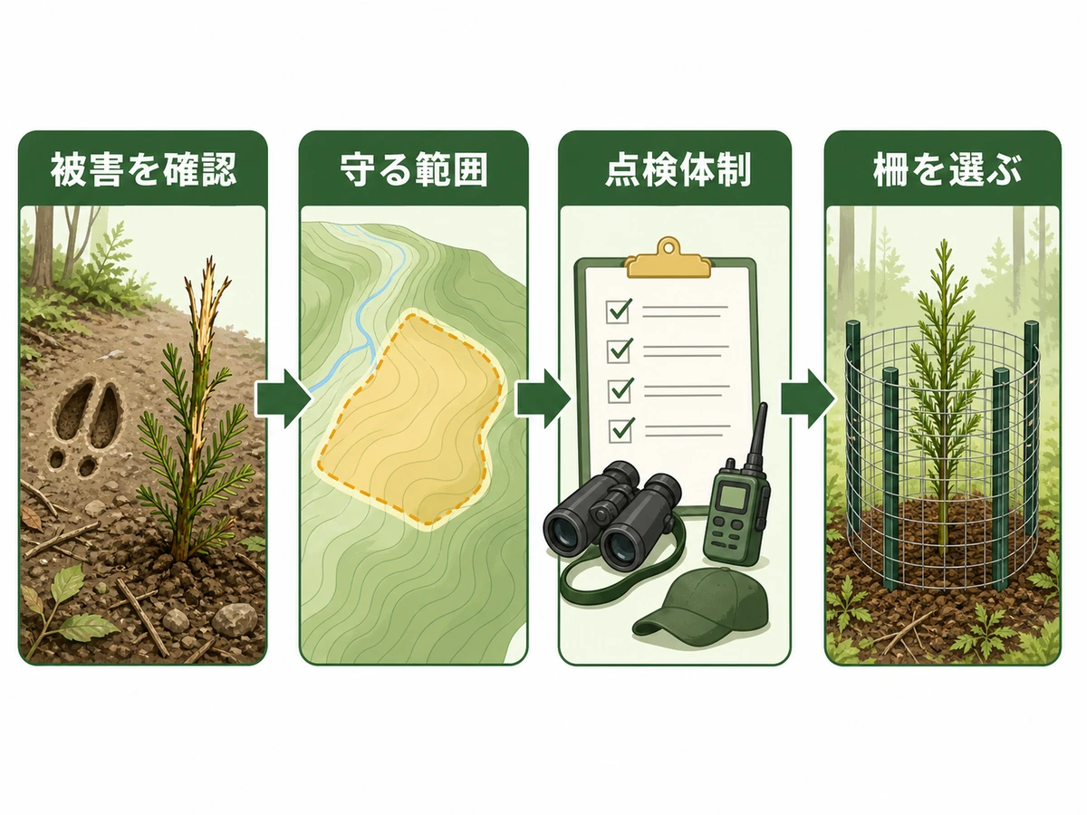 被害確認から守る範囲と点検体制を決めて柵を選ぶ流れ