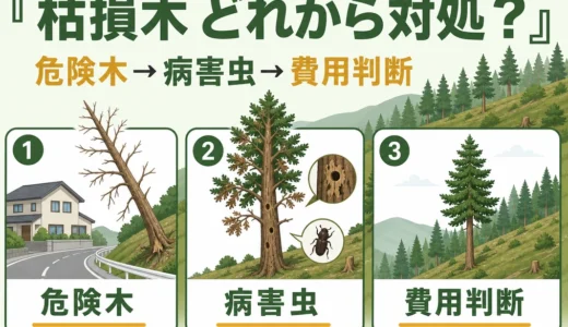 山林の枯損木が増えたら？伐採の優先順位と松枯れ・ナラ枯れ対策