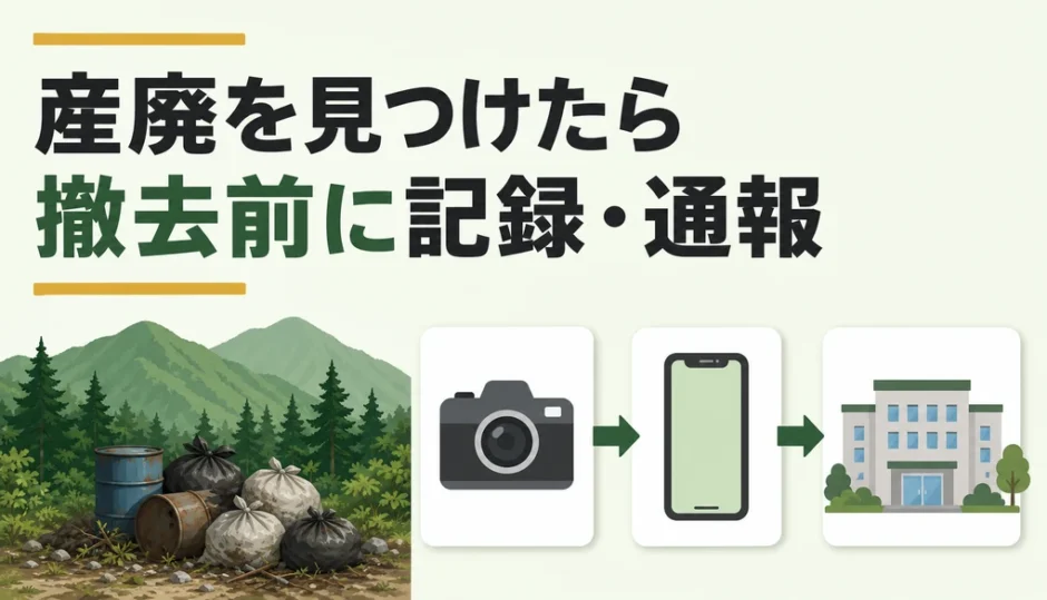 山林の産廃を撤去する前に記録と通報を促す解説サムネイル