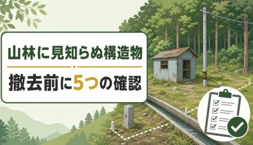 山林に見知らぬ小屋・電柱・水路があるときの対処法｜勝手に撤去せず確認する5ステップ