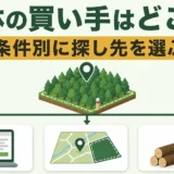山林の買い手を条件別に探す考え方を示す図
