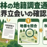 山林の地籍調査通知で地番と市町村を確認する図